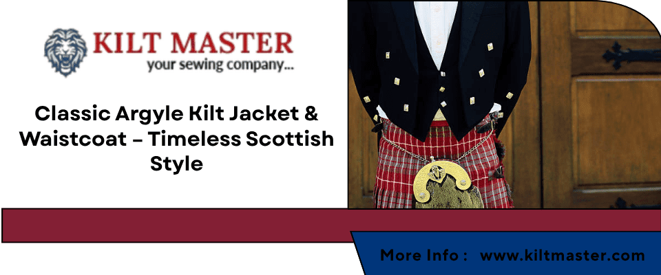 Scottish Traditional Stylish Argyle Kilt Jacket with Waistcoat/Vest