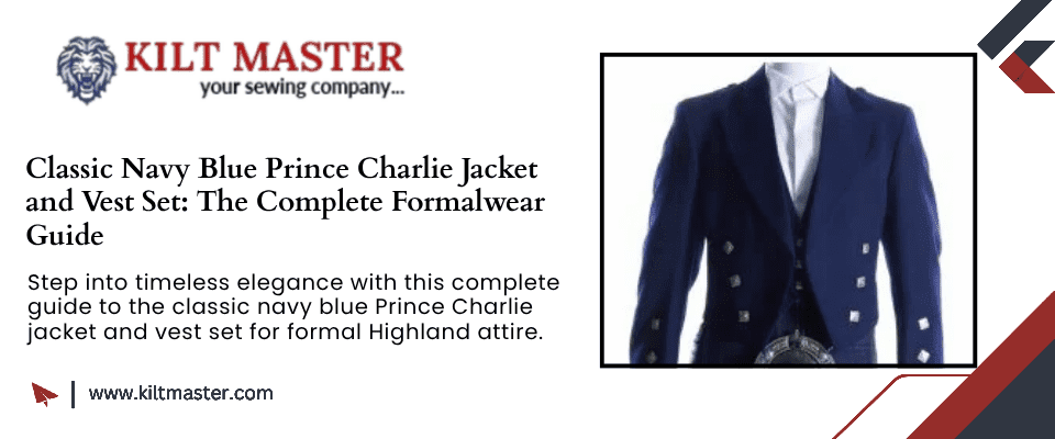 Classic Navy Blue Prince Charlie Jacket and Vest Set