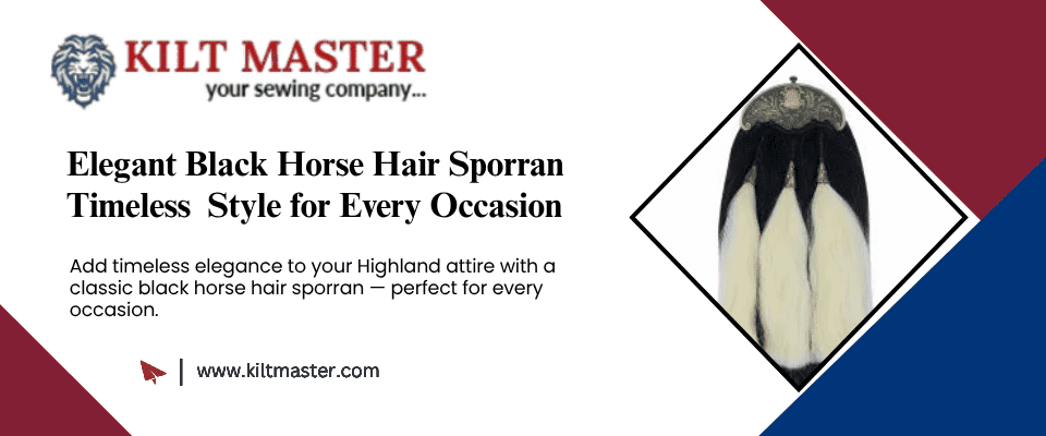 White Tassels Black Horse Hair Sporran Perfect for Any Occasion