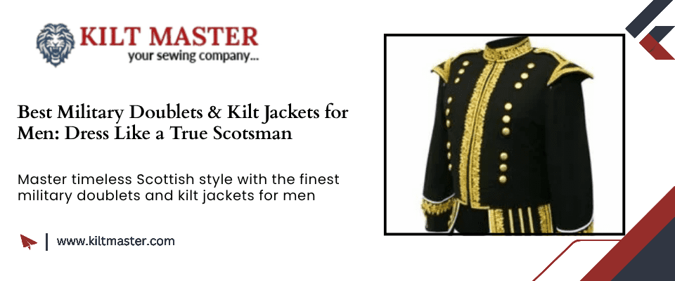 Military Bagpiper Doublets Kilt jacket: Scottish Highland Traditional Style 