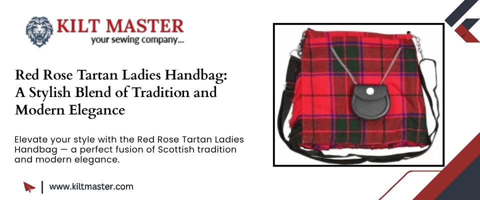 Red Rose Tartan Ladies Hand Bag Scottish Highland Traditional