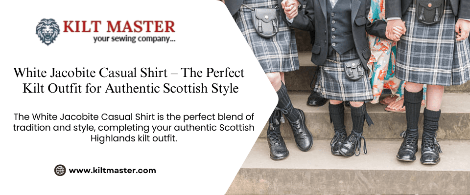 White Jacobite Casual Shirt Kilt Outfit Perfect for Scottland Dress